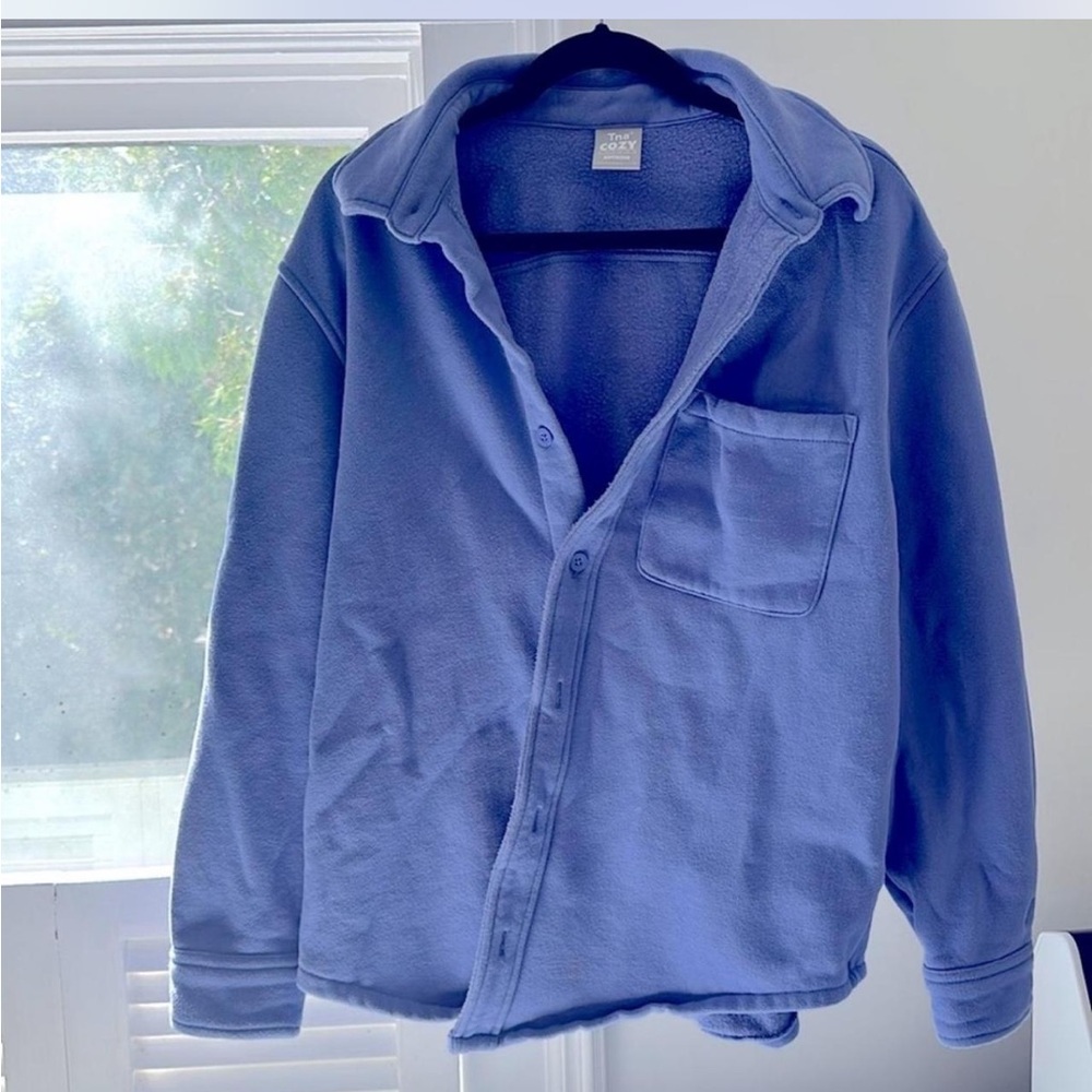 TNA Cozy Boyfriend Fleece Shirt Jacket in Lavender